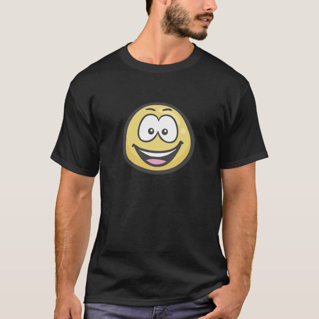 Camiseta Emoji: Cara de sorriso com boca aberta (Frente)