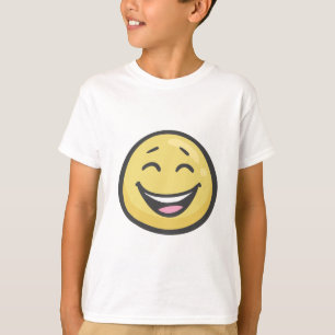 Camiseta Emoji: Cara de sorriso com boca aberta & olhos de