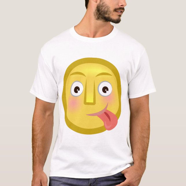 Camiseta Emoji Cara Tonta com Língua para Fora (Frente)