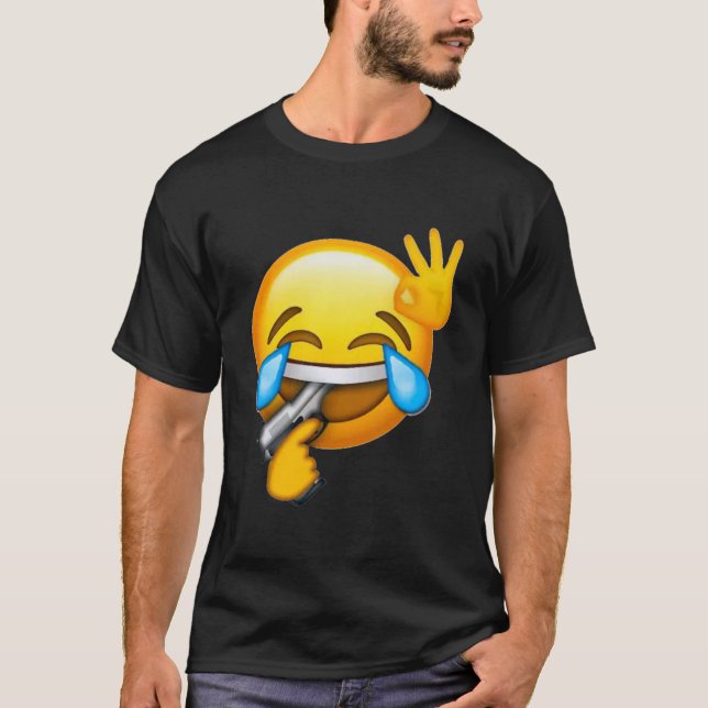 Camiseta Emoji Clássico T-Shirt Rindo do Suicídio (Frente)