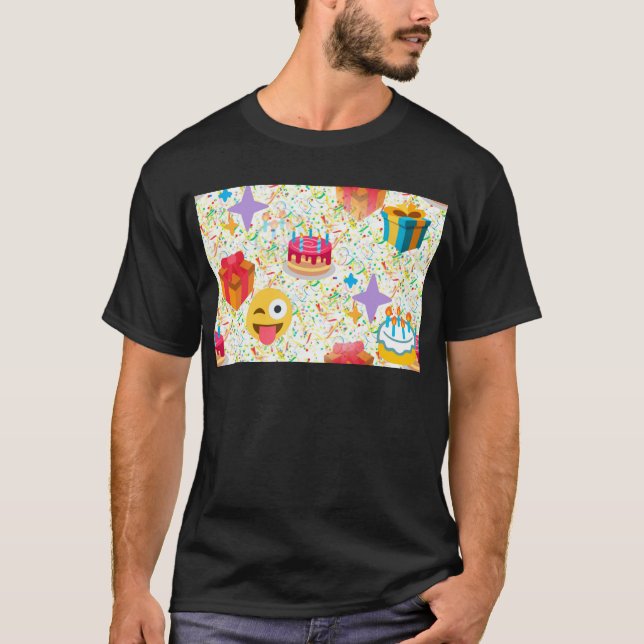 Camiseta emoji de feliz aniversário (Frente)