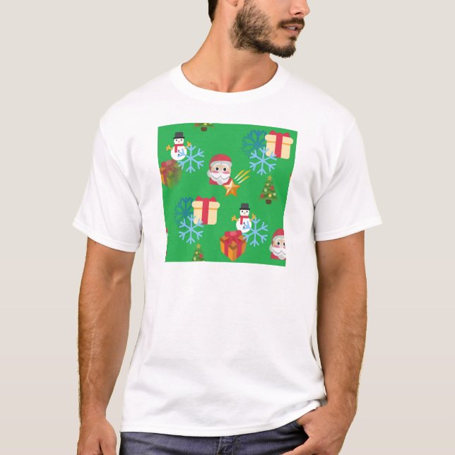 Camiseta emoji de natal verde (Frente)