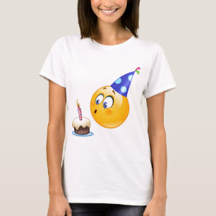 Camiseta emoji do aniversário