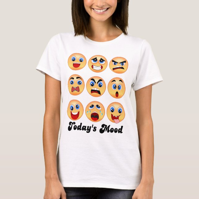 Camiseta emoji, emoticon, humor de hoje, balanço de humor? (Frente)