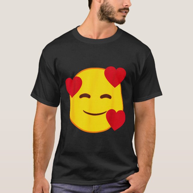 Camiseta Emoji Floating Hearts Yellow Smile Face  (Frente)