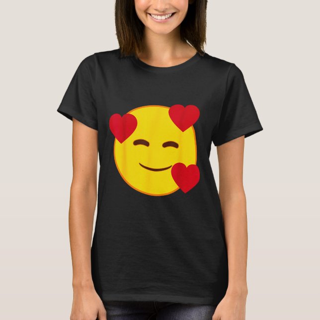 Camiseta Emoji Floating Hearts Yellow Smile Face  (Frente)