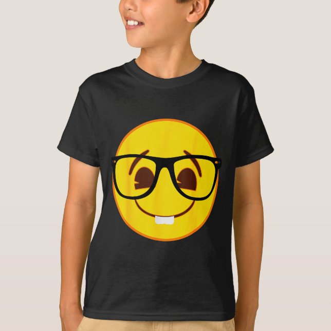 Camiseta Emoji Nerd Gles Yellow Smile Face  (Frente)