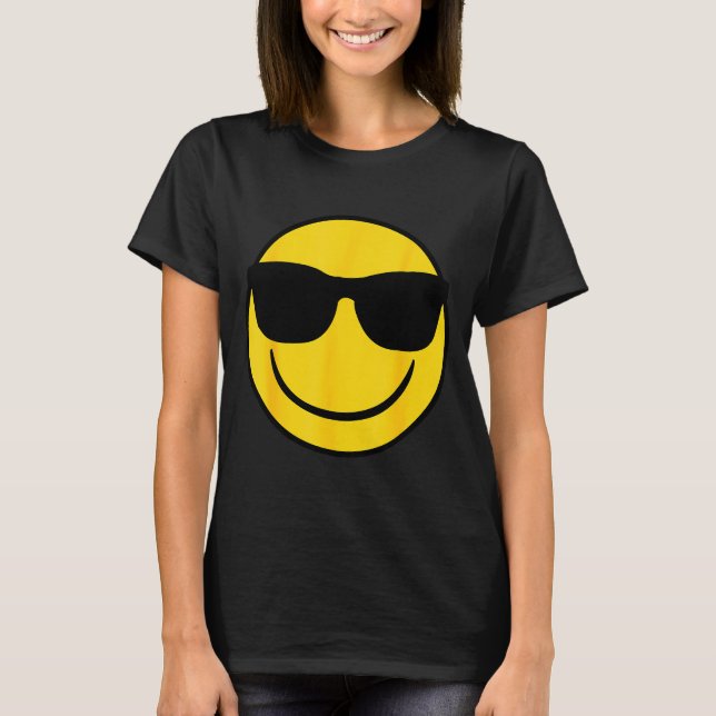 Camiseta Emoji Retro Sungles Yellow Smile Face  (Frente)