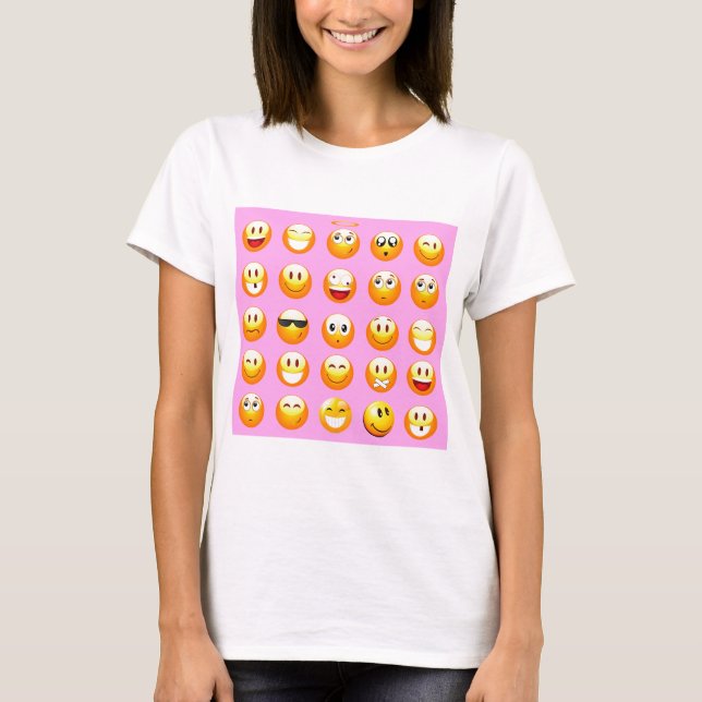 Camiseta emoji rosa pastel (Frente)