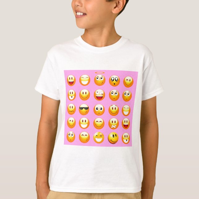 Camiseta emoji rosa pastel (Frente)