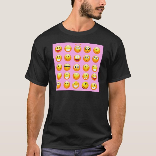 Camiseta emoji rosa pastel (Frente)