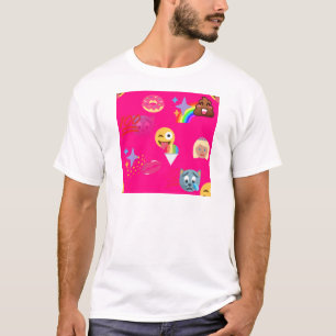 Camiseta emoji rosa quente