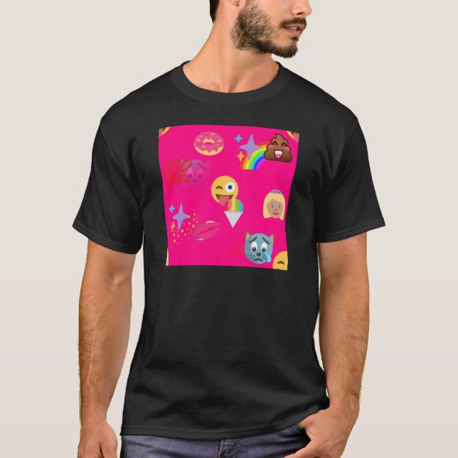 Camiseta emoji rosa quente (Frente)