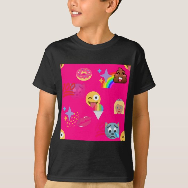 Camiseta emoji rosa quente (Frente)