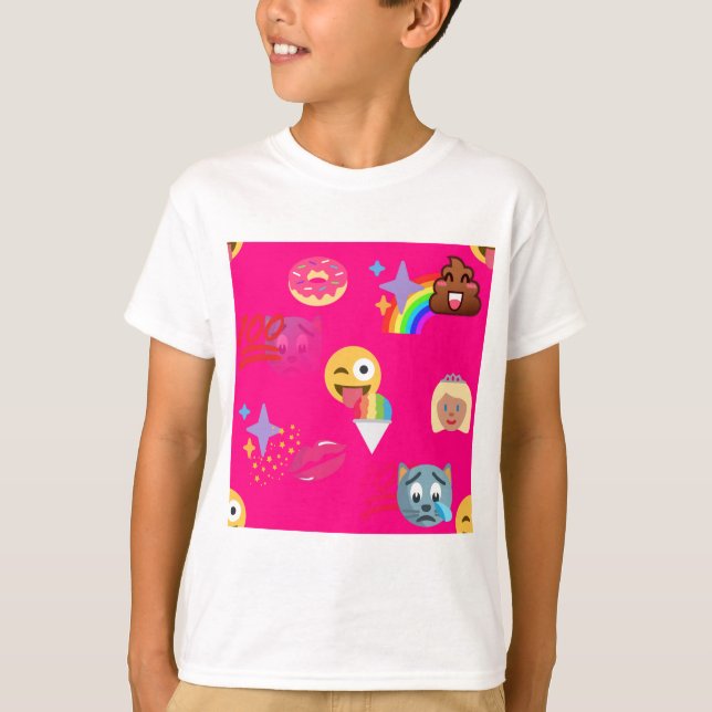 Camiseta emoji rosa quente (Frente)