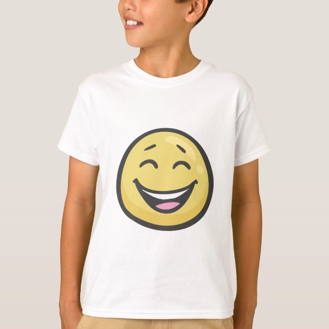 Camiseta Emoji: Rosto Sorridente Com Boca Aberta E Olhos So (Frente)