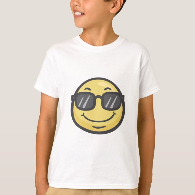 Camiseta Emoji: Rosto Sorridente Com Óculos Solares (Frente)