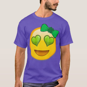 Camiseta Emoji Saint Patricks Day Girls Green Heart Eyes