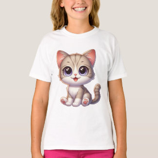 Camiseta emoshon Cat T-Shirt para raparigas e mulheres