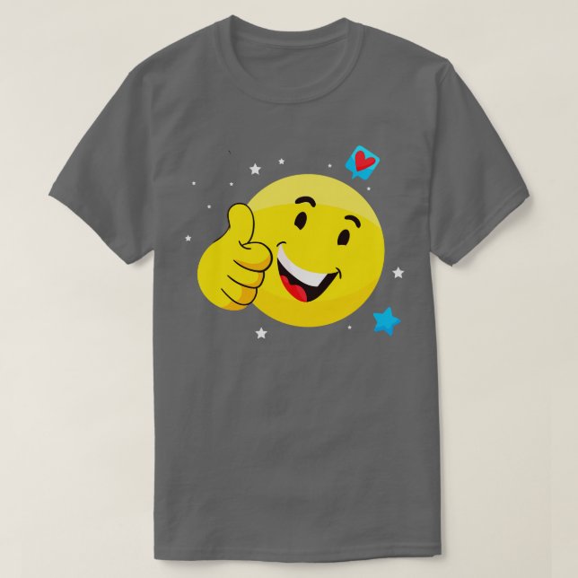 Camiseta Emote Smile Thumbs Up Emoticon Funny Face  (Frente do Design)