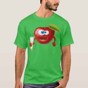 Camiseta Emoticão de uma maçã com fruta fofa