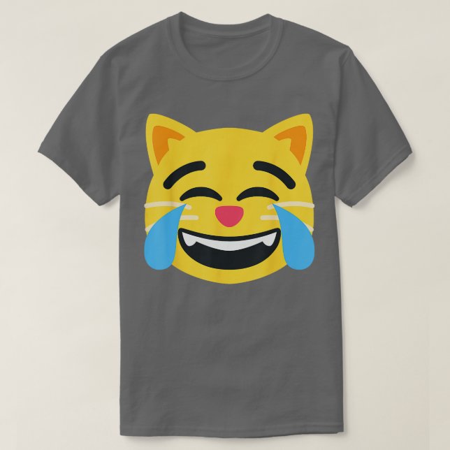 Camiseta Emoticon Cat Face com lágrimas de alegria (Frente do Design)
