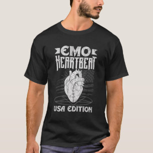 Camiseta Emoticon Emo Heartbeat Usa Edition Emocore Aesthet