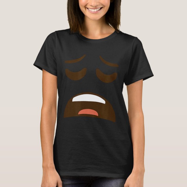 Camiseta Emoticon Fácil Halloween De Cara Cansada Escavada (Frente)