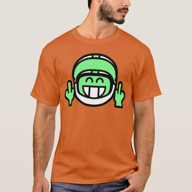 Camiseta Emoticon Grin with Motorcycle Helmet Stinkfinger r (Frente)