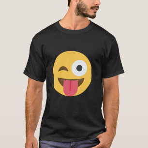 Camiseta Emoticon piscando cara com língua