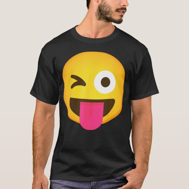 Camiseta Emoticon Piscando Face Com Tongue E Wi Presos (Frente)