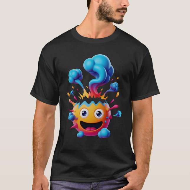 Camiseta Emoticon Rosto Chocado Cabeça Explodindo Sobrecarr (Frente)