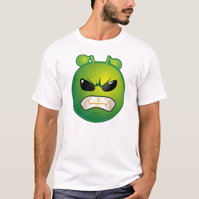 Camiseta Emoticon verde irritado (Frente)