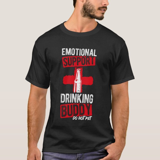 Camiseta Emotional Support Drinking Buddy DO NOT PET Funny  (Frente)