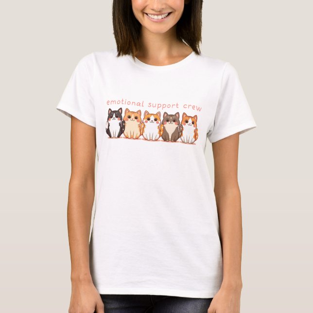 Camiseta Emotional Support - Kawaii Cutie Kitties - Cat Mom (Frente)