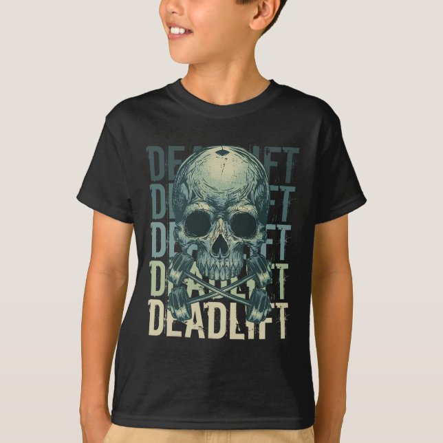 Camiseta Empilhação do crânio do esqueleto Workout Potência (Frente)