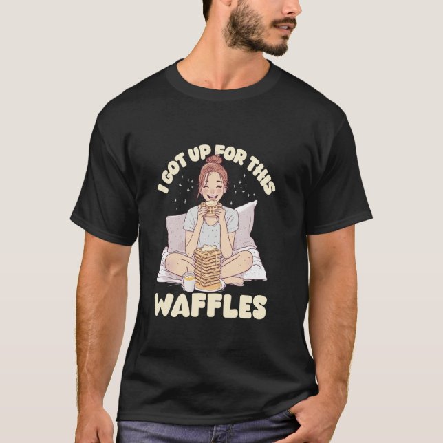 Camiseta Empilhe o Brunch de Waffle Diversão (Frente)
