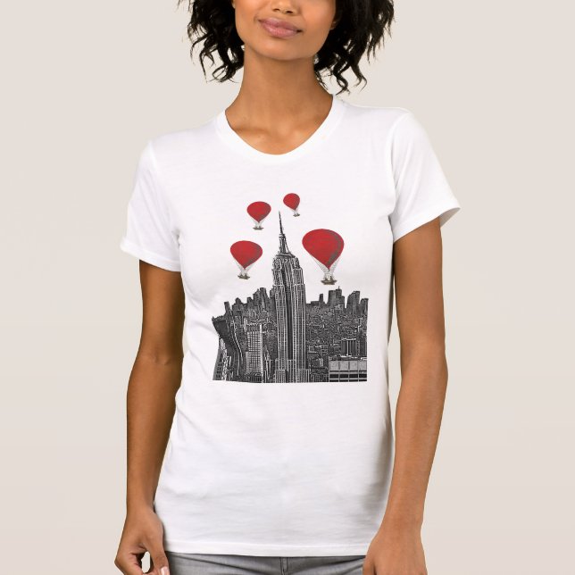 Camiseta Empire State Building e Red Hot Air Balloons (Frente)