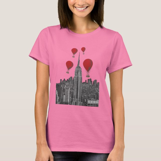 Camiseta Empire State Building e Red Hot Air Balloons (Frente)