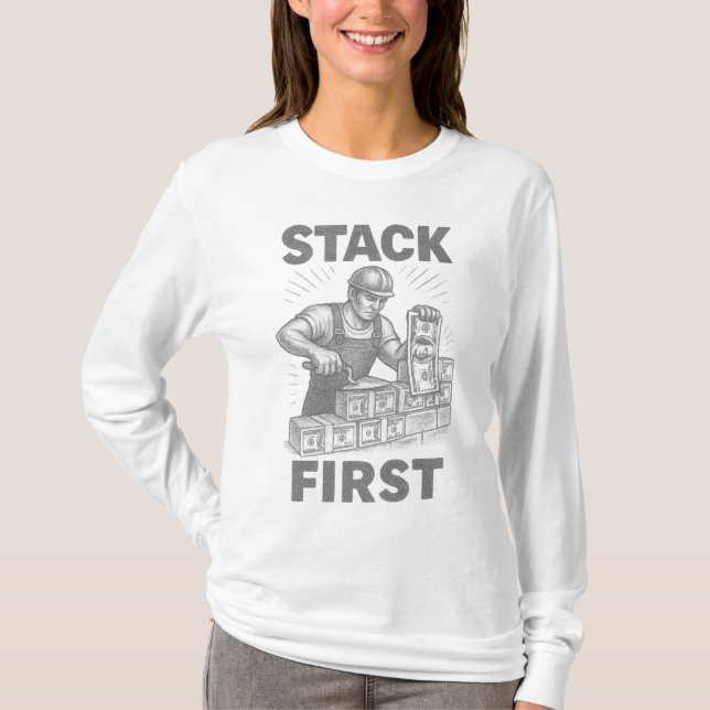 Camiseta Empoderamento Financeiro Primeiro Stack Pedreiro S (Frente)