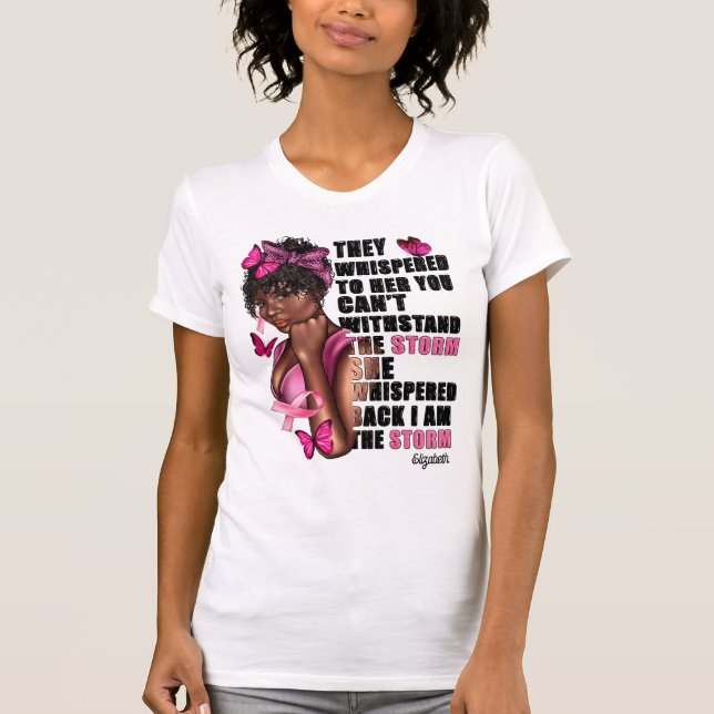 Camiseta Empoderando Mulheres Negras para Apoio ao Câncer d (Frente)