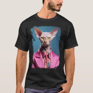 Camiseta Empreendedor Pop Art Gato Sphynx Sem Pelo Rosa