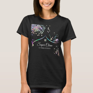 Camiseta Empregada Limpeza Casa Holográfica Negócios Brilha