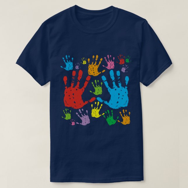 Camiseta Empreintes de mains en couleurs (Frente do Design)