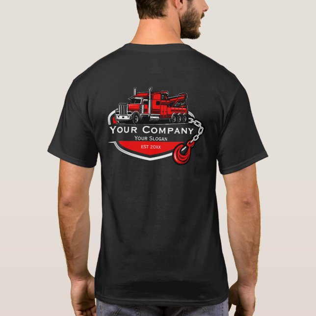 Camiseta Empresa de reboque profissional, serviço de cabele (Verso)