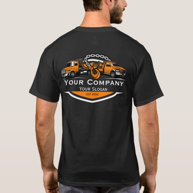 Camiseta Empresa de reboque profissional, serviço de cabele (Verso)