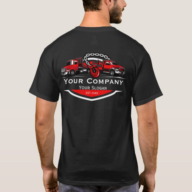 Camiseta Empresa de Reboque Profissional, Serviço de Transp (Verso)