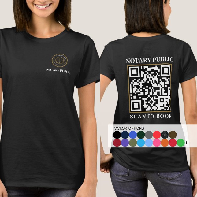 Camiseta Empresa Negra Profissional Código QR Negócios Notó (Criador carregado)
