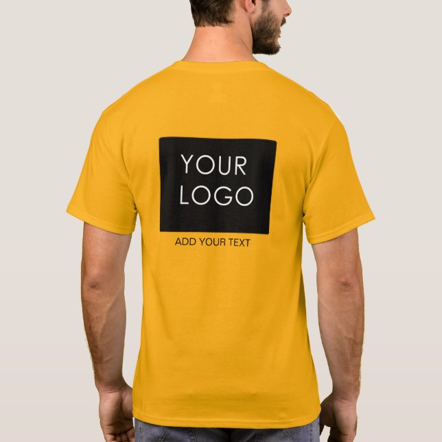 Camiseta Empresa personalizável Adicionar logotipo Laranja  (Verso)