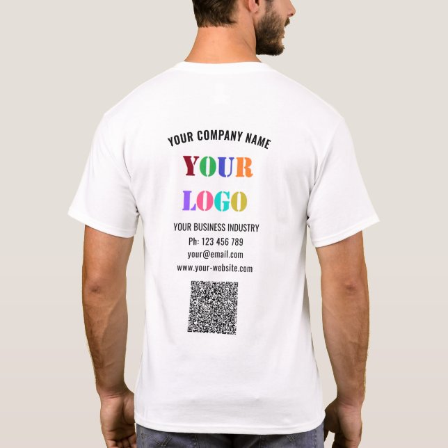 Camiseta Empresarial com Código QR de Texto de Log (Verso)